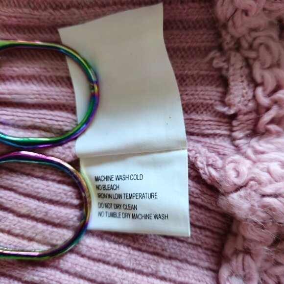 Dollhouse Knits open front flared ribbed cuff dusty rose cardigan women's size M - Picture 6 of 12